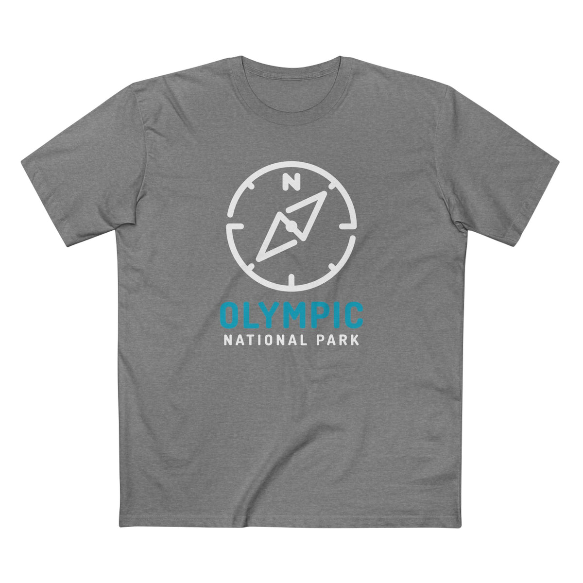 Olympic National Park T-Shirt Compass Design in Athletic Heather