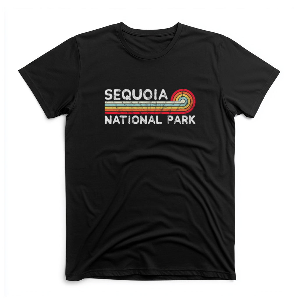 Sequoia National Park T-Shirt - Vintage Stretched Sunrise in Black