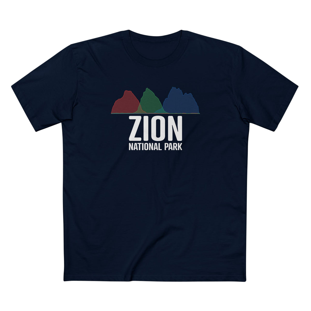 Zion National Park T-Shirt - Histogram Design in Navy