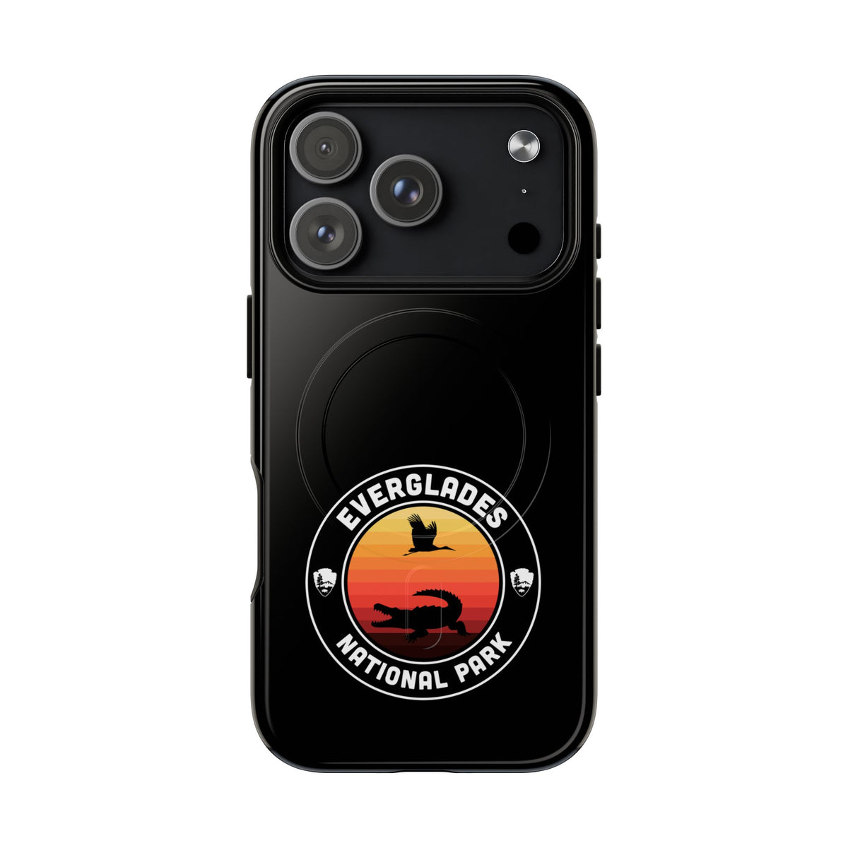 Everglades National Park iPhone case with MagSafe featuring round emblem artwork.