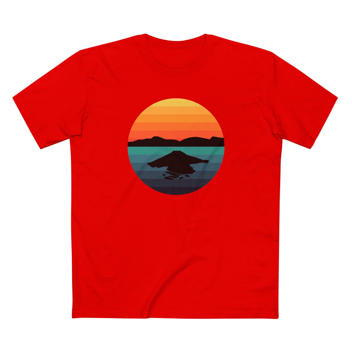 Crater Lake National Park T-Shirt - Circular Graphic Design in Red