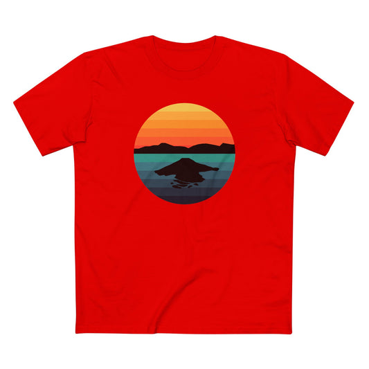 Crater Lake National Park T-Shirt - Circular Graphic Design in Red
