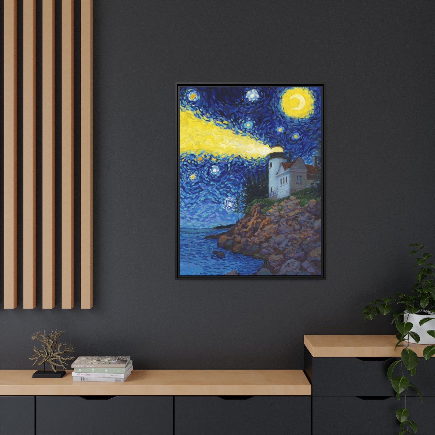 Acadia National Park Framed Canvas - The Starry Night