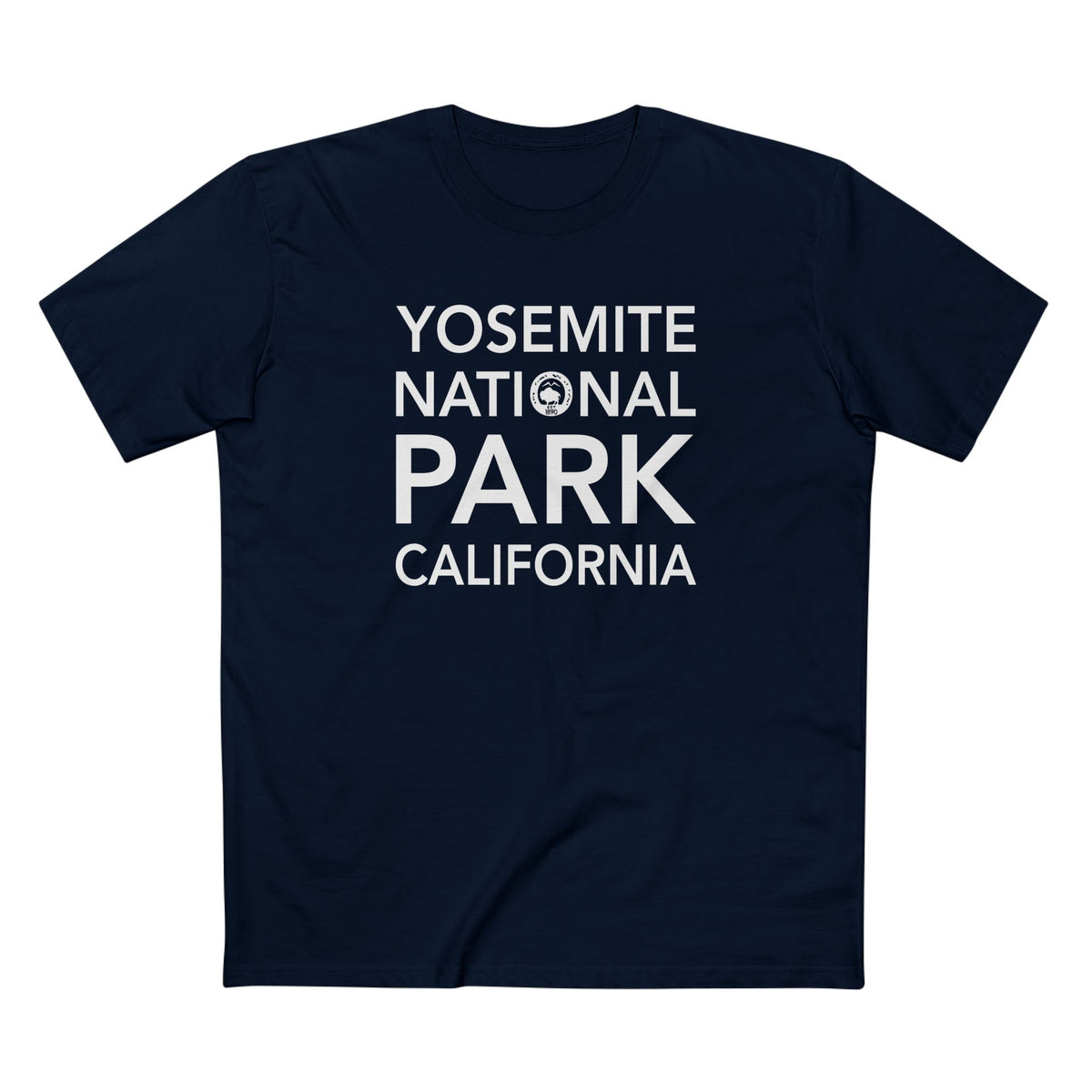 Yosemite National Park T-Shirt Block Text in Navy
