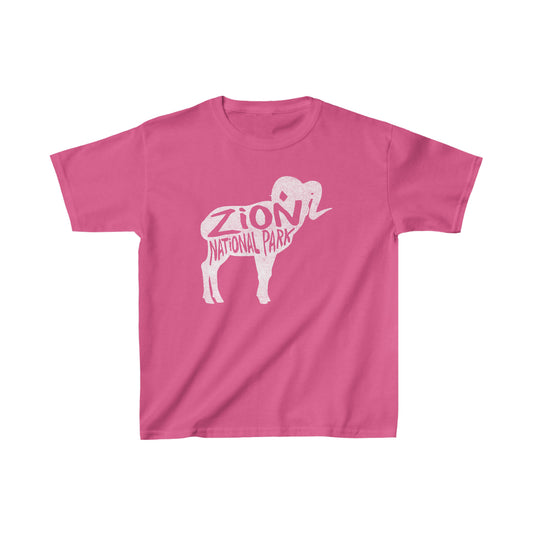 Zion National Park Child T-Shirt - Bighorn Sheep Chunky Text