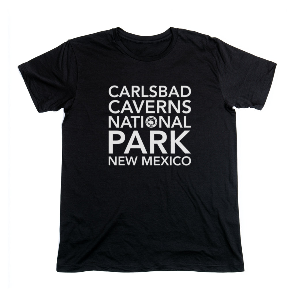 Carlsbad Caverns National Park T-Shirt Block Text in Black