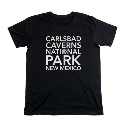 Carlsbad Caverns National Park T-Shirt Block Text in Black