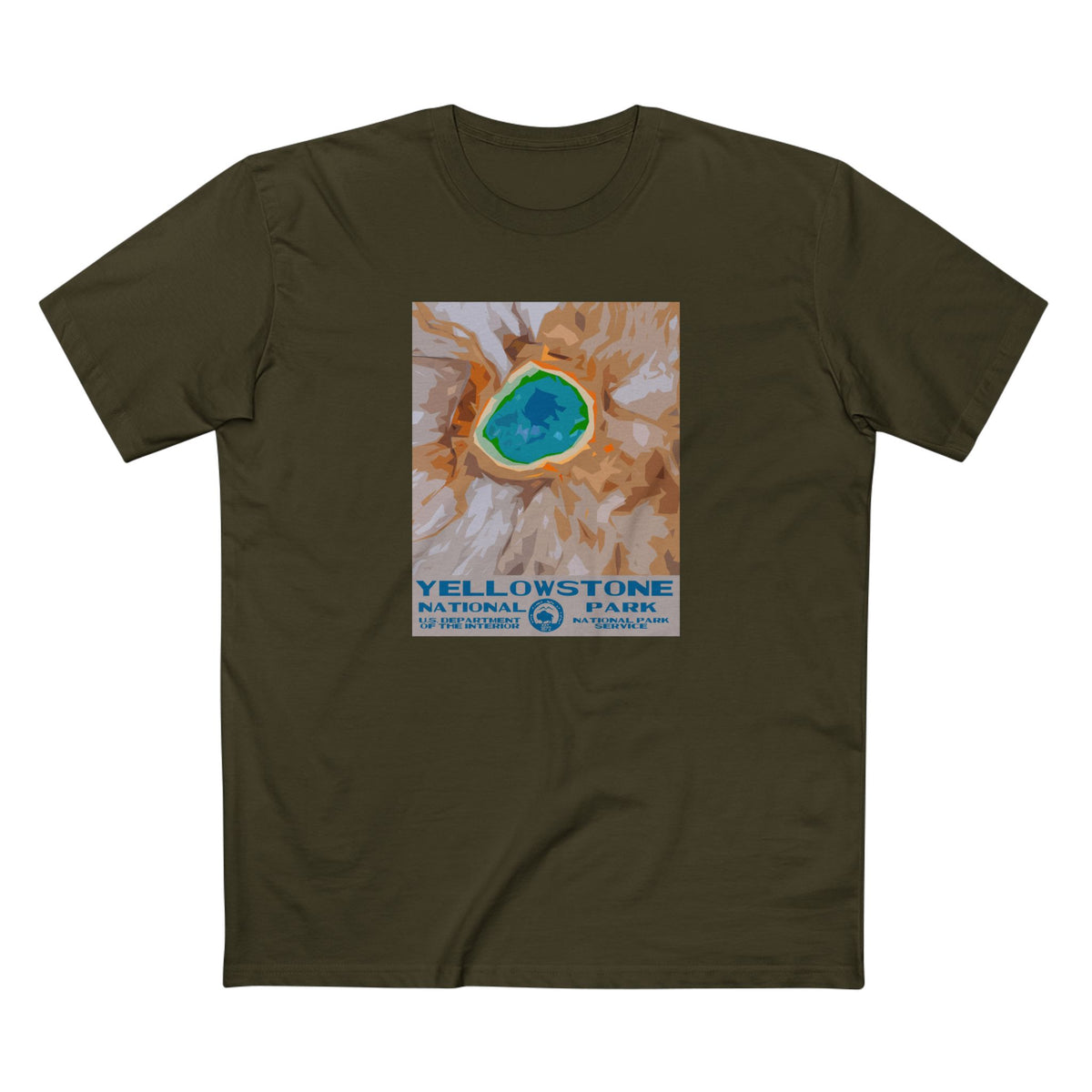 Yellowstone National Park T-Shirt - Grand Prismatic in Army
