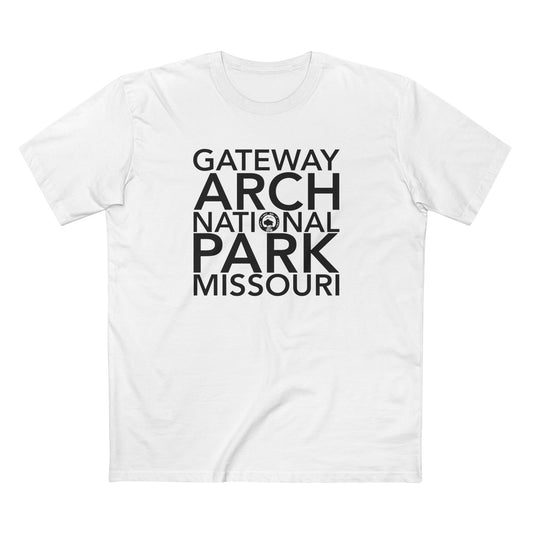 Gateway Arch National Park T-Shirt Block Text in White