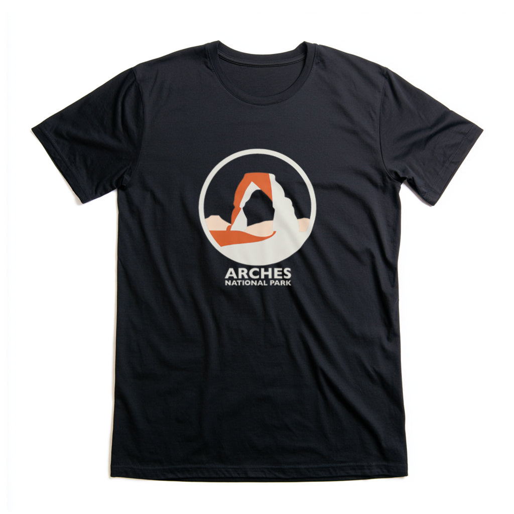 Arches National Park T-Shirt - Round Logo in Black