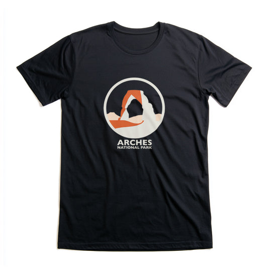 Arches National Park T-Shirt - Round Logo in Black