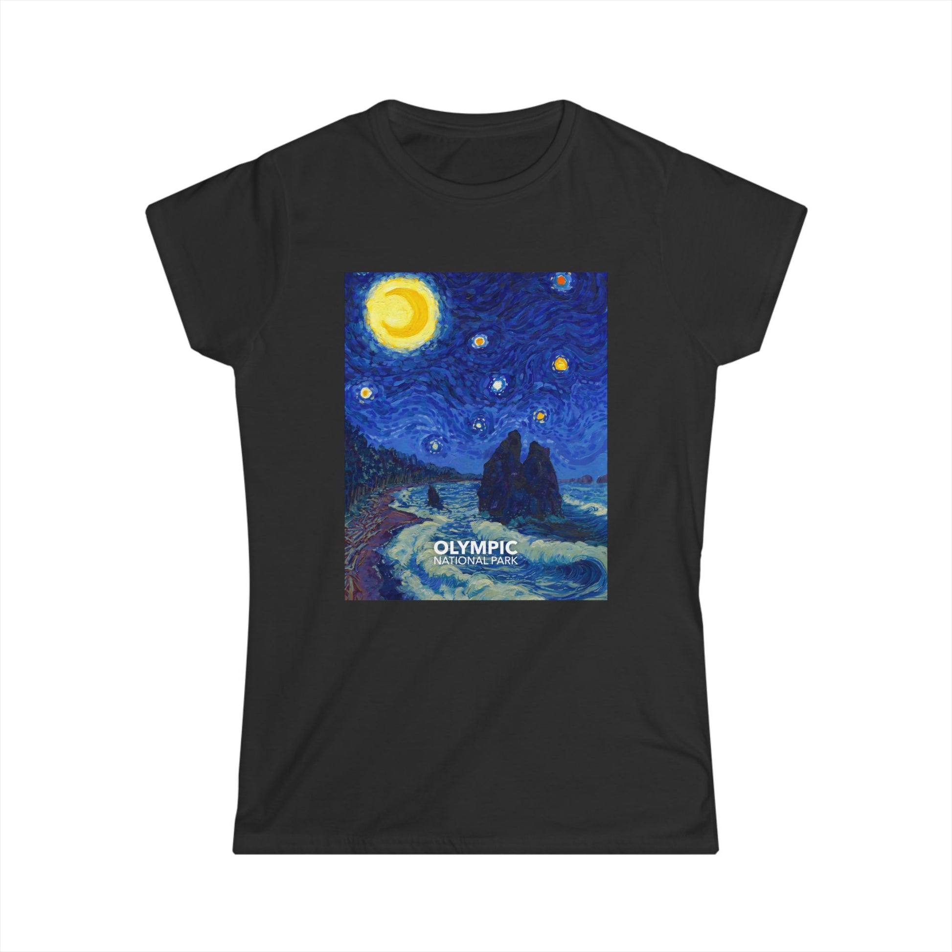 Olympic National Park T-Shirt - Women's Starry Night — Van Gogh ‘Starry Night’-style design