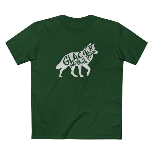 Glacier National Park T-Shirt - Gray Wolf in Forest Green