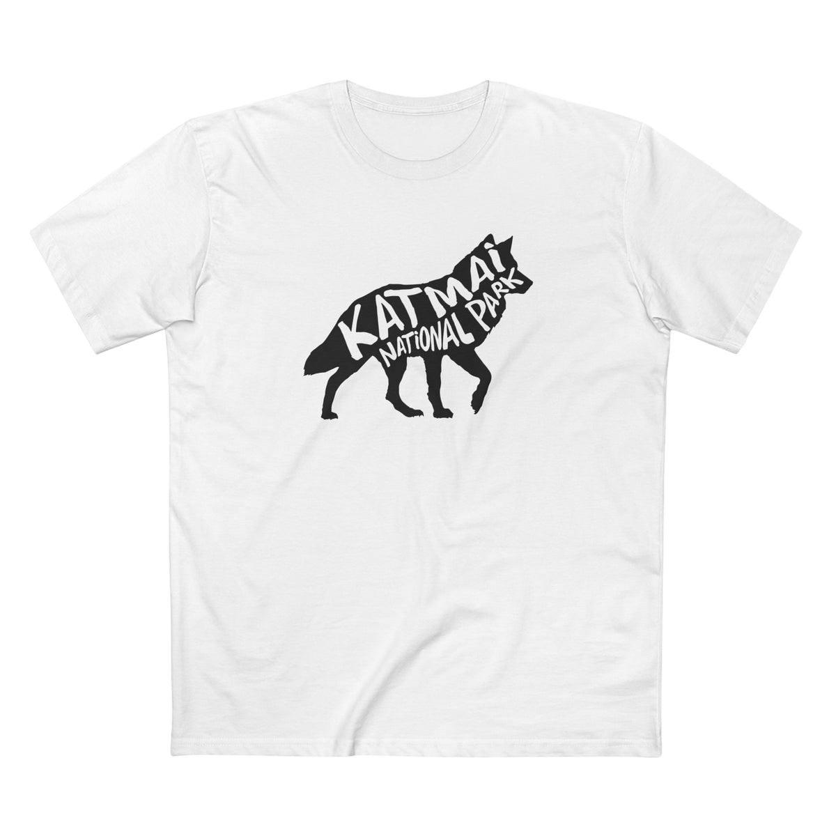 Katmai National Park T-Shirt - Gray Wolf in White