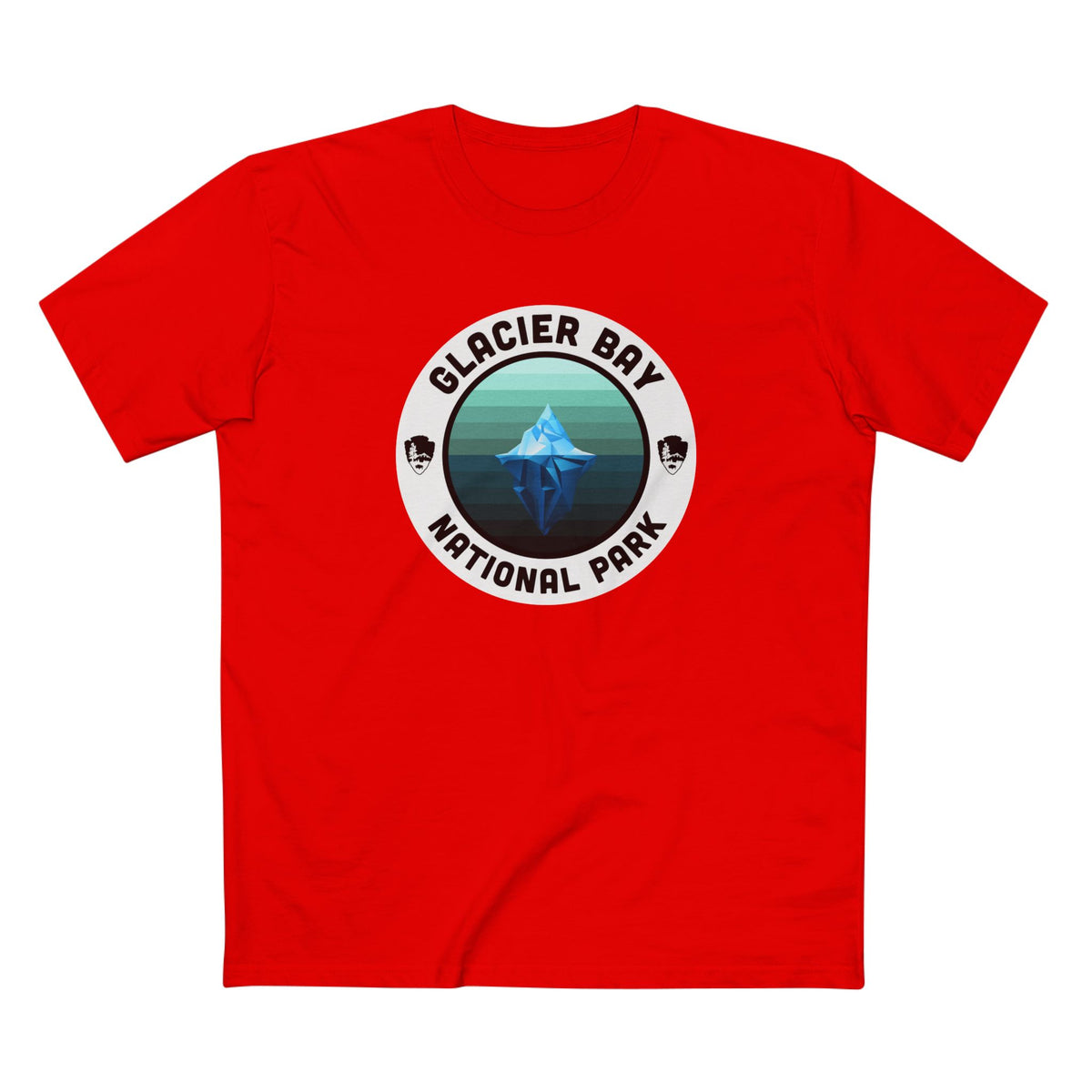 Glacier Bay National Park T-Shirt - Round Badge Design in Red