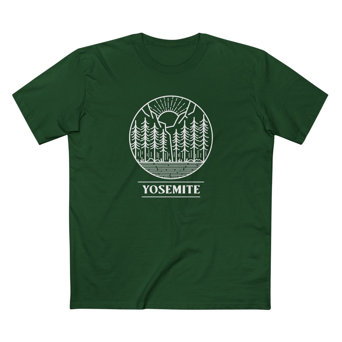 Yosemite National Park T-Shirt Sunrise Graphic in Forest Green