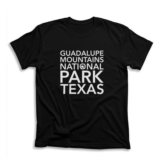 Guadalupe Mountains National Park T-Shirt Block Text in Black