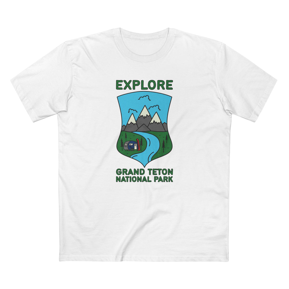 Grand Teton National Park T-Shirt - Camper in White