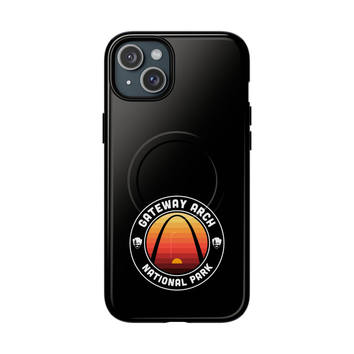 Gateway Arch National Park iPhone Case with MagSafe - Round Emblem Design
