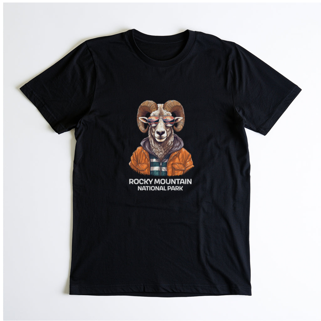 Rocky Mountain National Park T-Shirt - Bighorn Sheep in Black