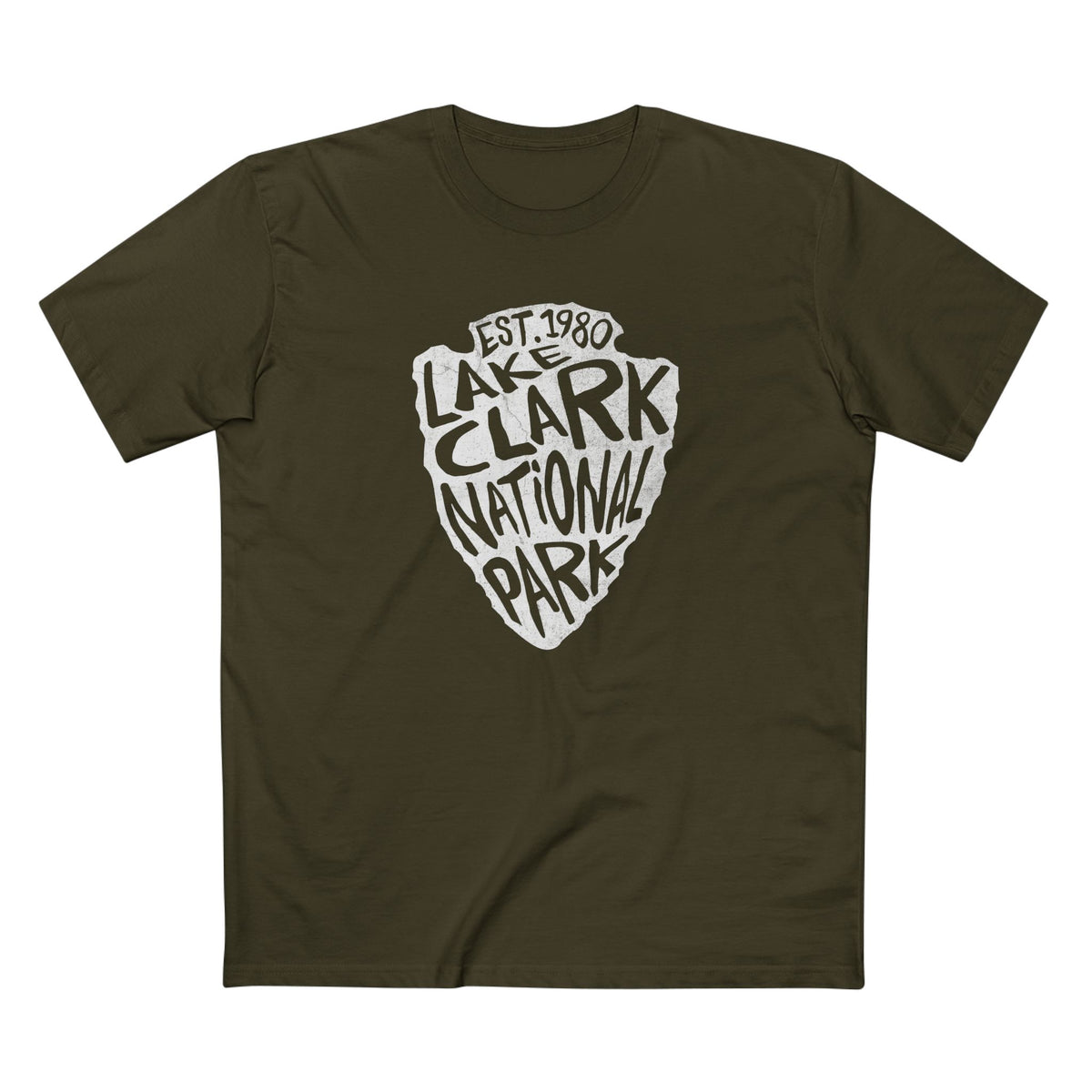 Lake Clark National Park T-Shirt - Arrowhead Design in Army
