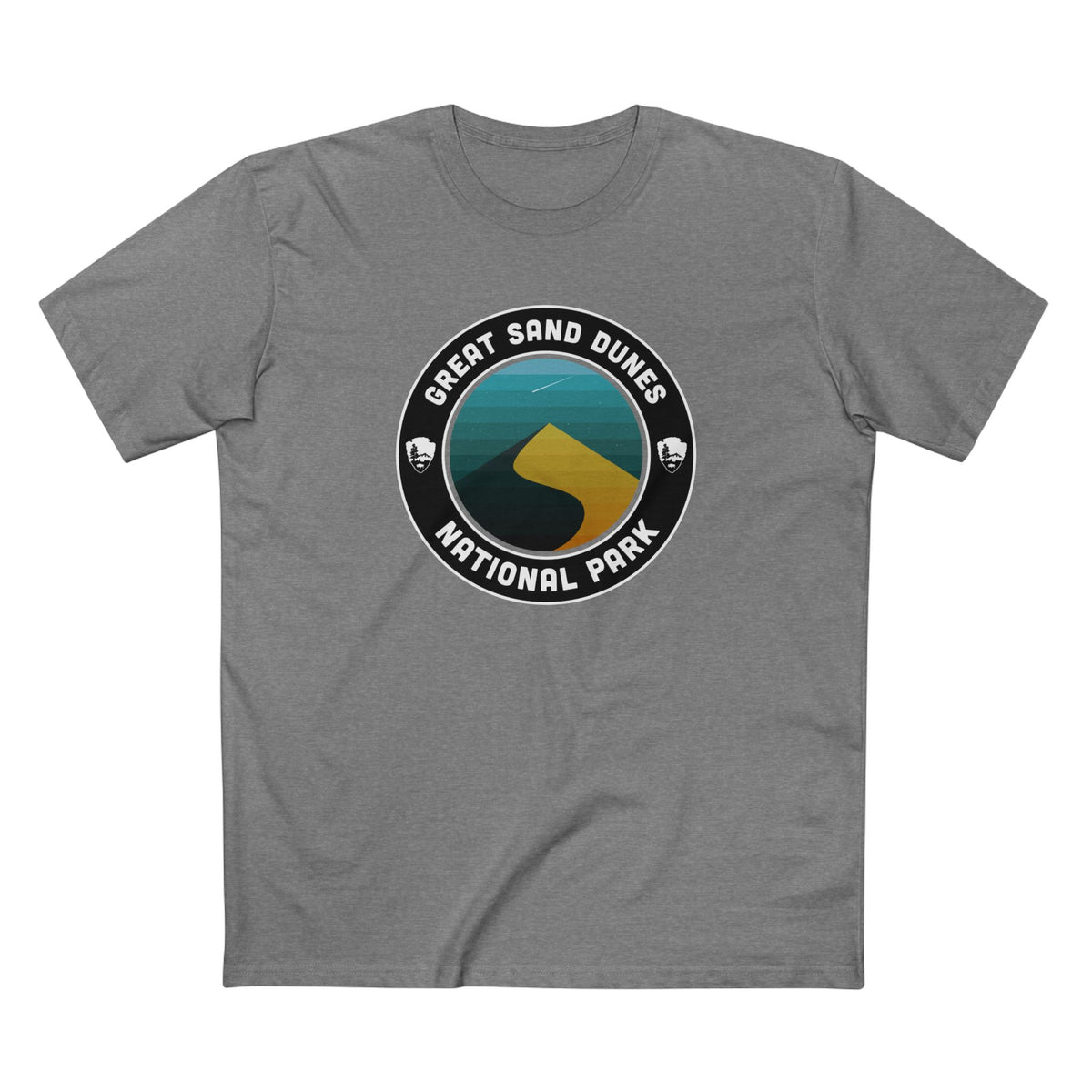 Great Sand Dunes National Park T-Shirt - Round Badge Design in Athletic Heather