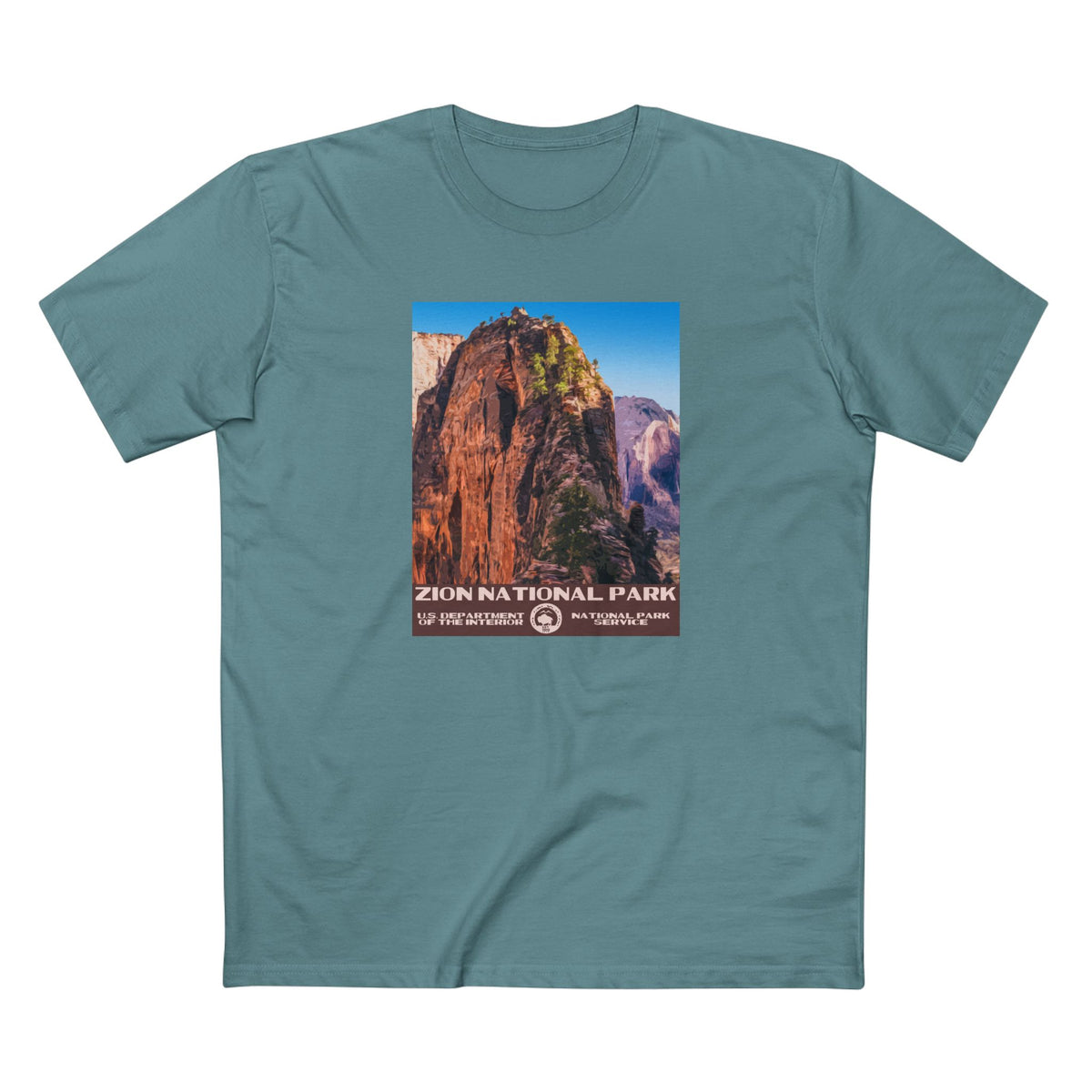 Zion National Park T-Shirt - Angel's Landing in Slate Blue