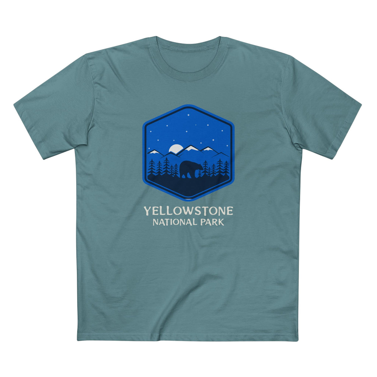 Yellowstone National Park T-Shirt - Bear Graphic in Slate Blue