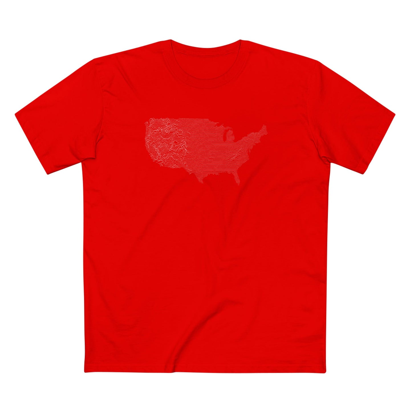 Contiguous USA T-Shirt - Topographical Lines in Red