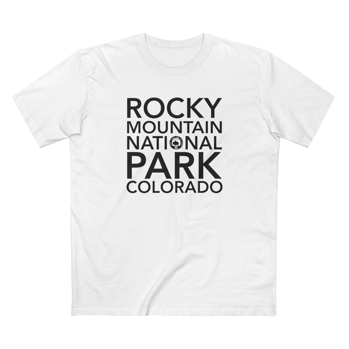 Rocky Mountain National Park T-Shirt Block Text in White