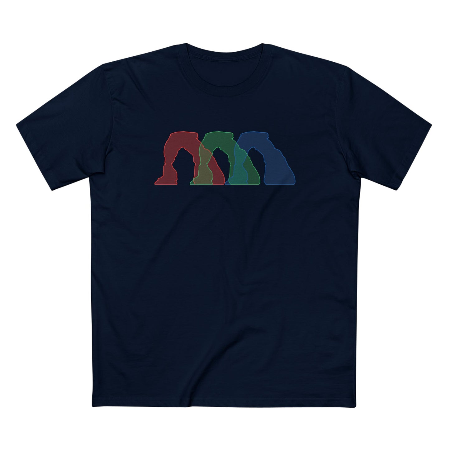 Arches National Park T-Shirt - Histogram Design Delicate Arch in Navy