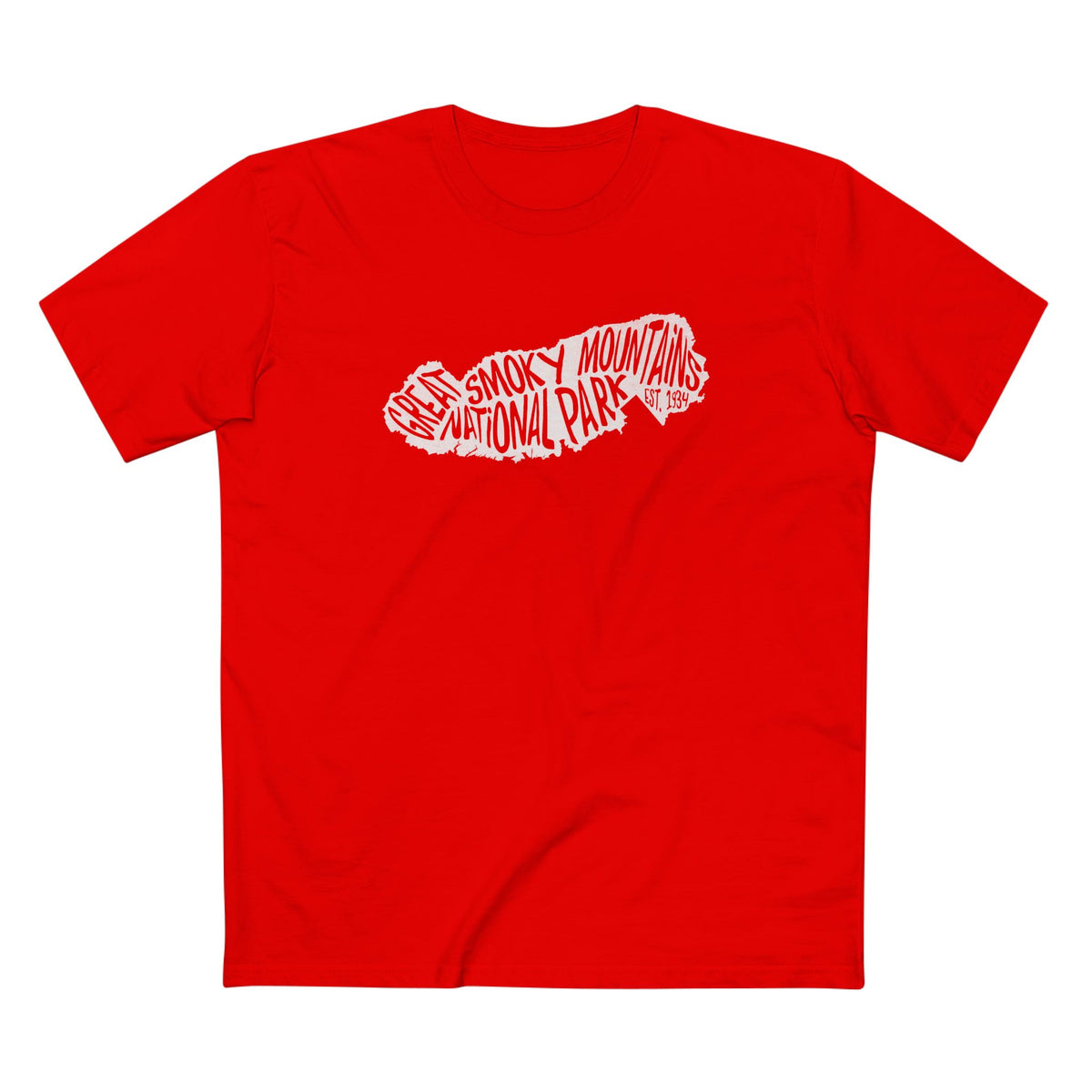 Great Smoky Mountains National Park T-Shirt - Map in Red