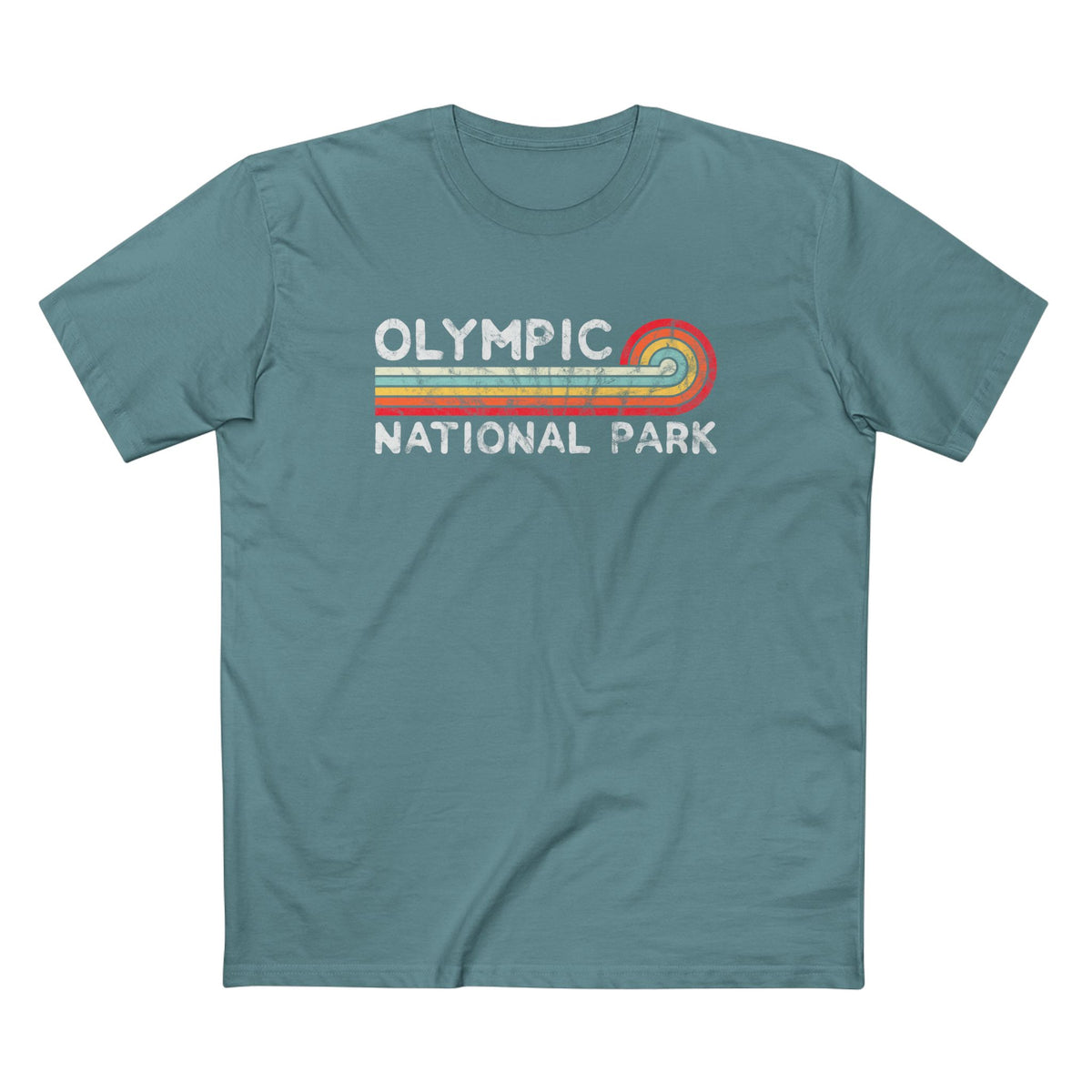 Olympic National Park T-Shirt - Vintage Stretched Sunrise in Slate Blue