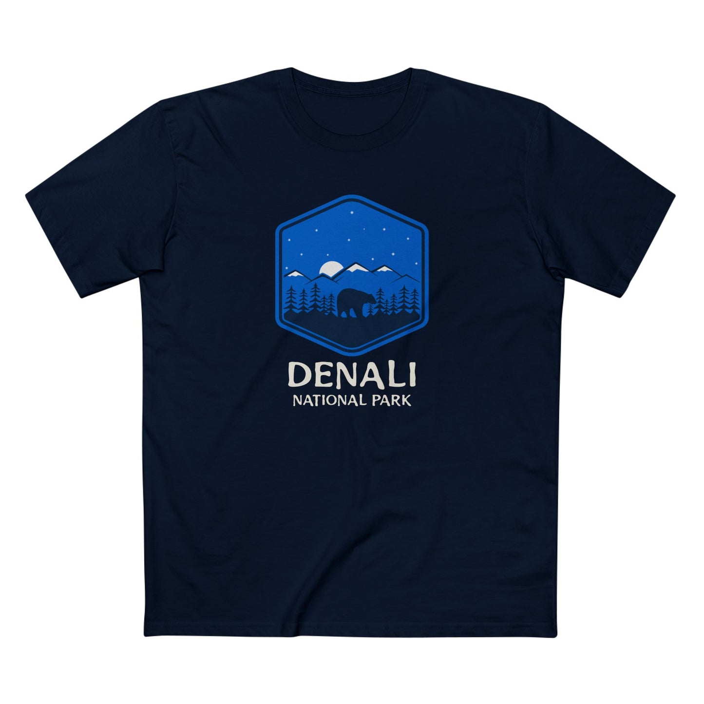 Denali National Park T-Shirt - Bear Graphic in Navy