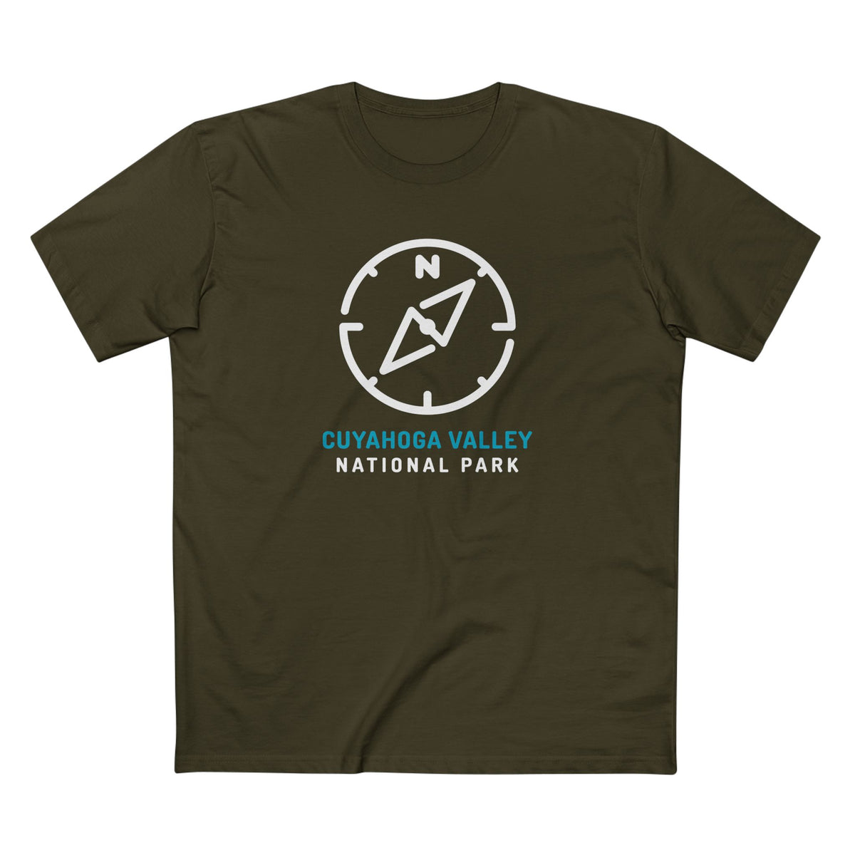 Cuyahoga Valley National Park T-Shirt Compass Design in Army