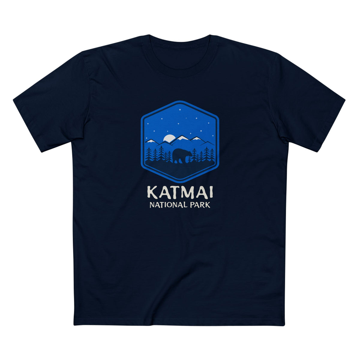 Katmai National Park T-Shirt - Bear Graphic in Navy