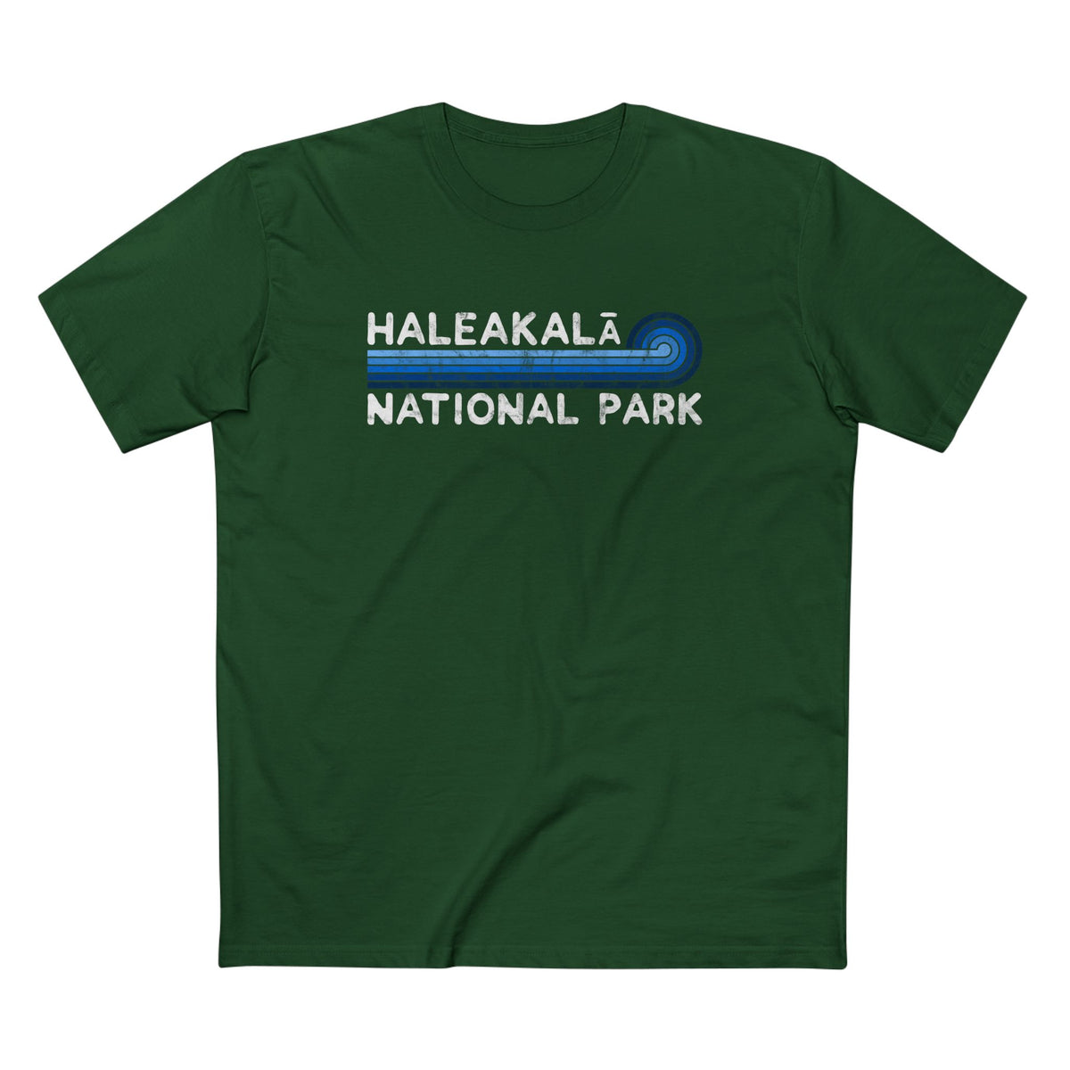 Haleakala National Park T-Shirt - Blue Vintage Stretched Sunrise in Forest Green