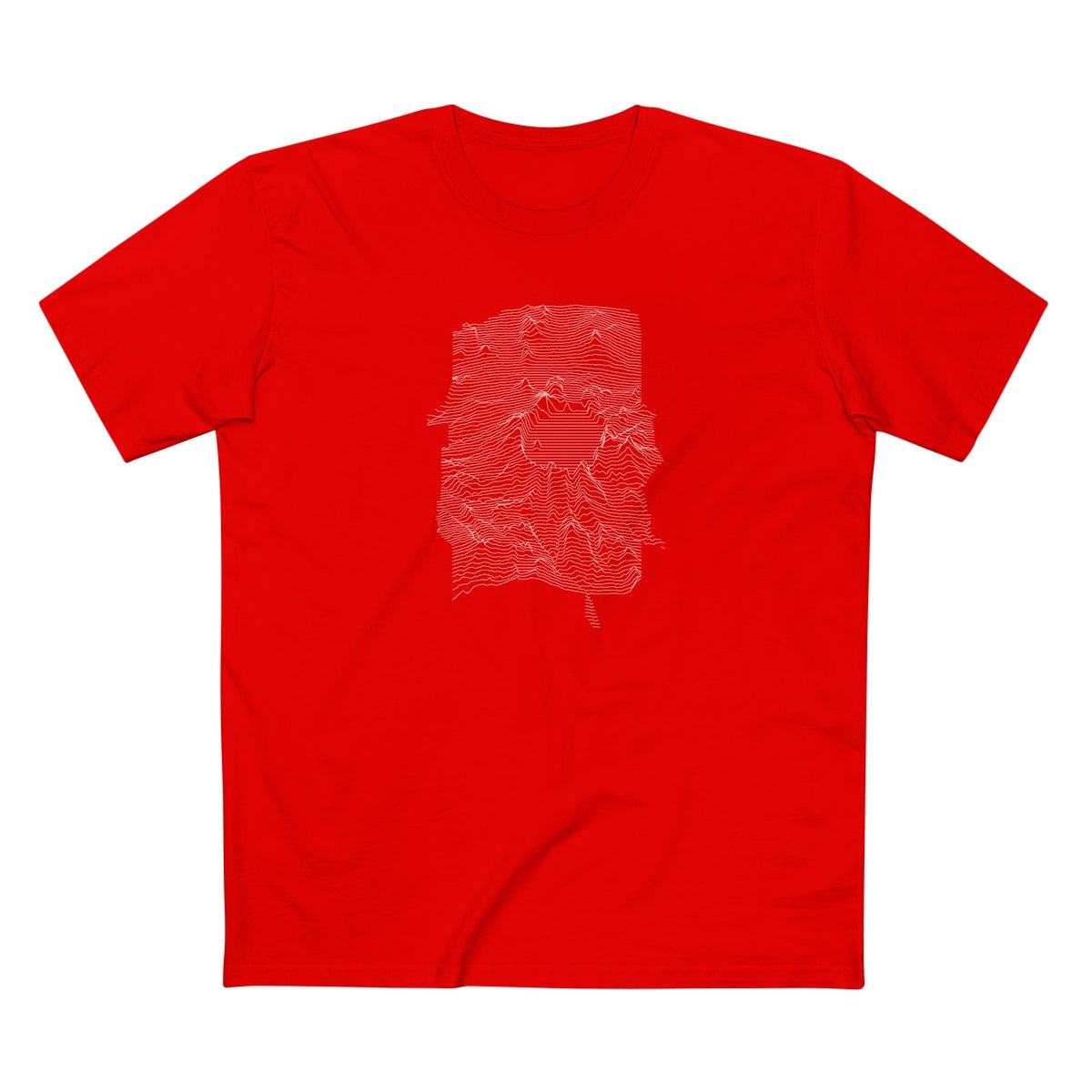 Crater Lake National Park T-Shirt - Topographical Lines in Red