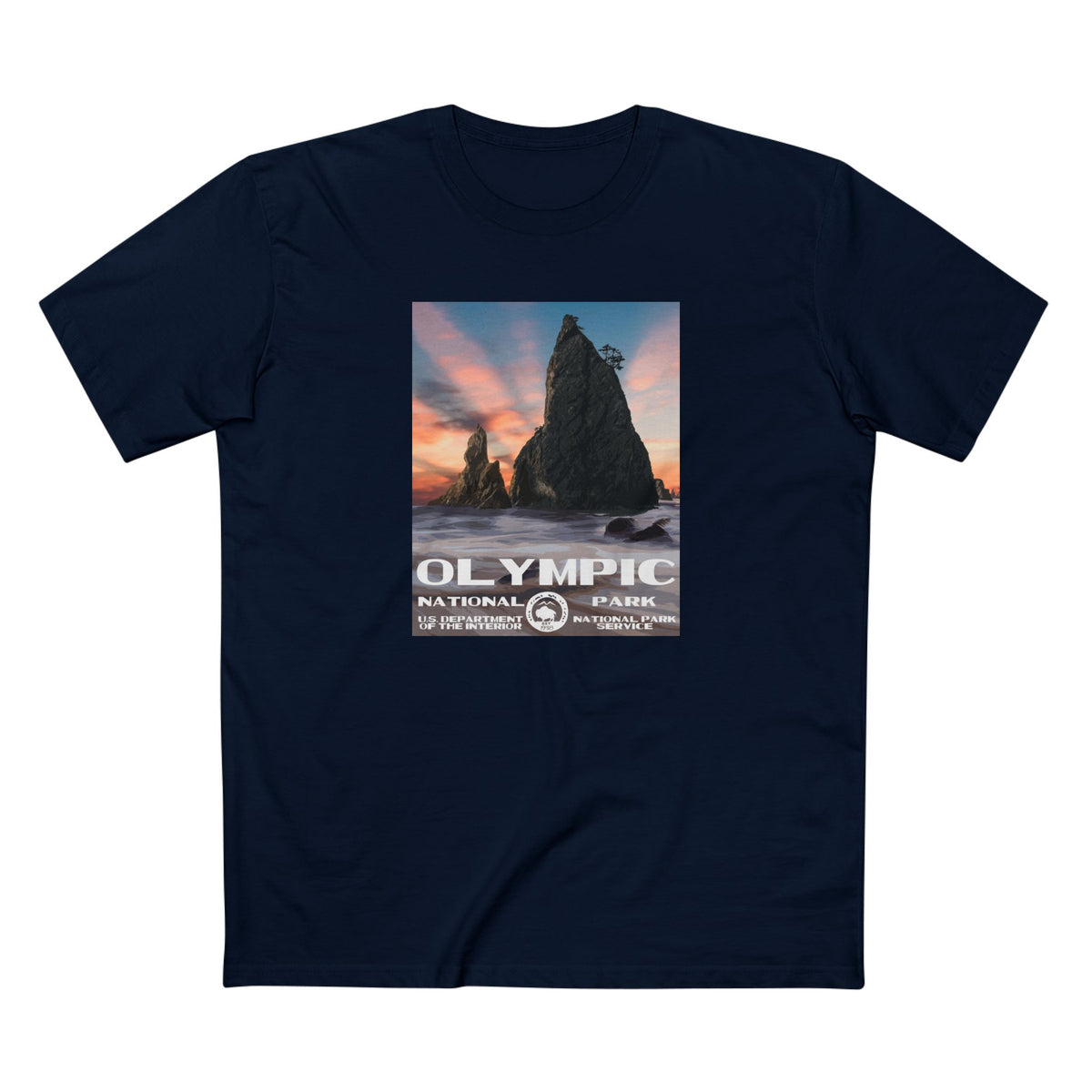 Olympic National Park T-Shirt - WPA Poster Design in Navy
