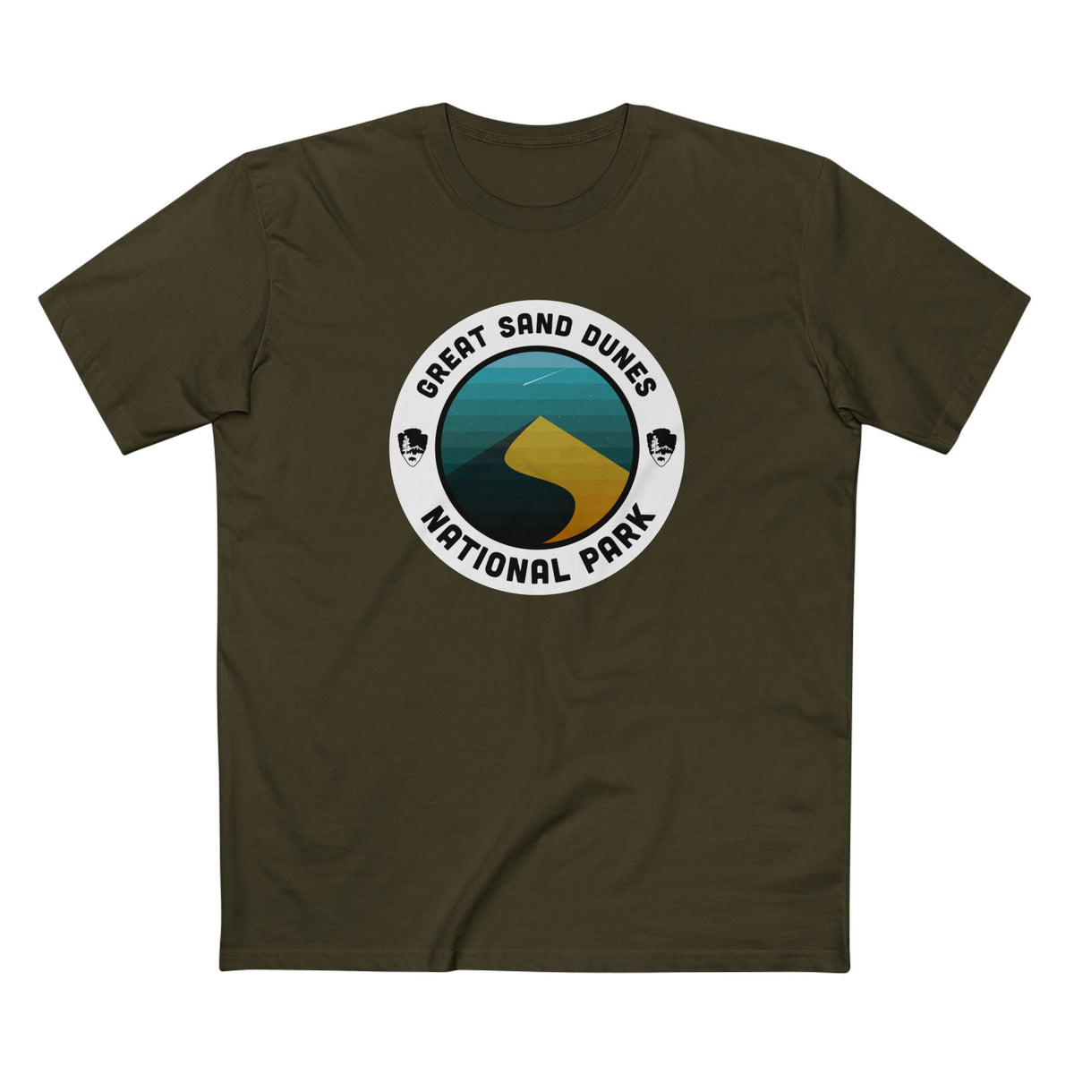 Great Sand Dunes National Park T-Shirt - Round Badge Design in Army