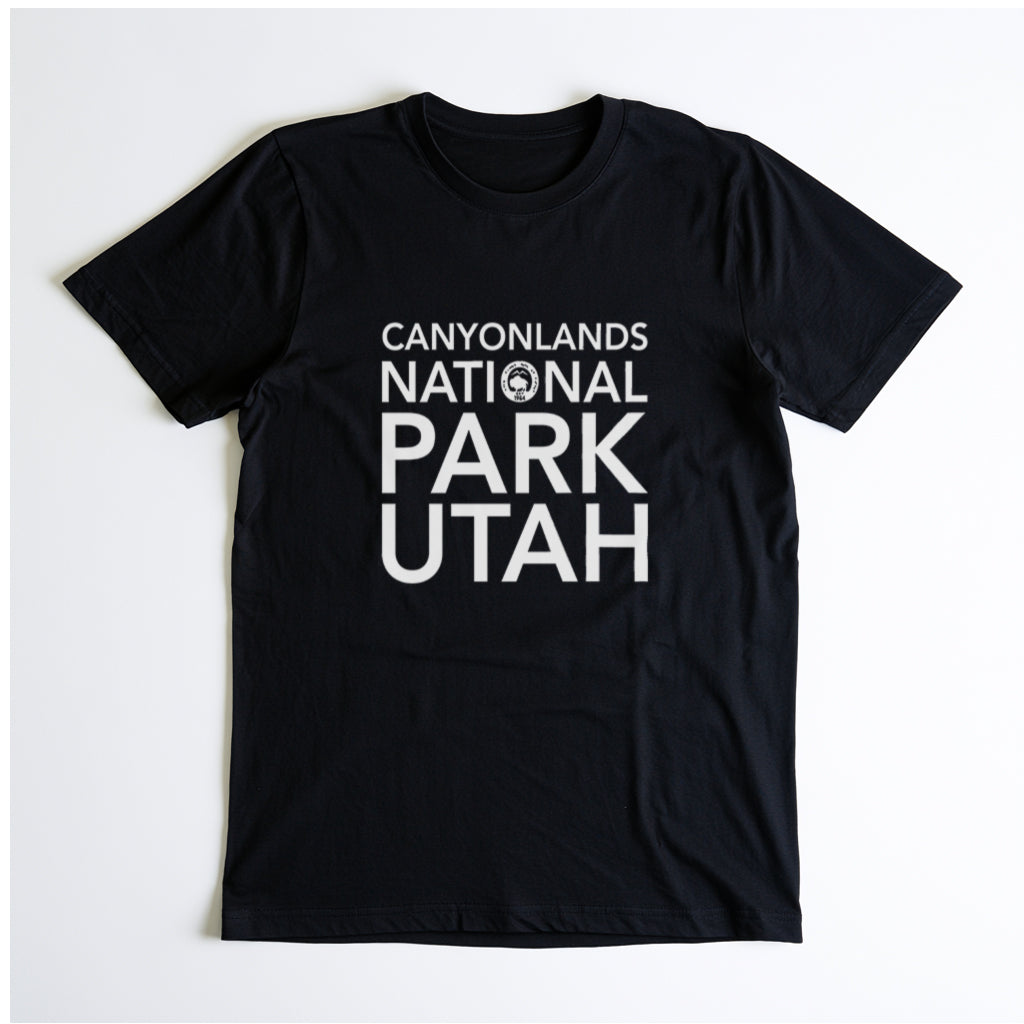 Canyonlands National Park T-Shirt Block Text in Black
