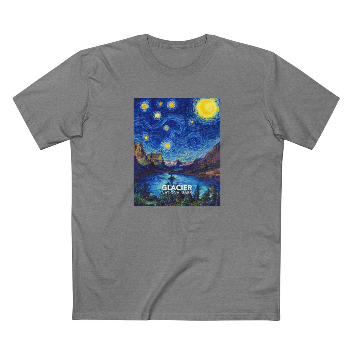 Glacier National Park T-Shirt - The Starry Night in Athletic Heather