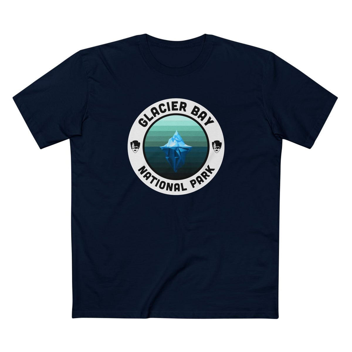 Glacier Bay National Park T-Shirt - Round Badge Design in Navy