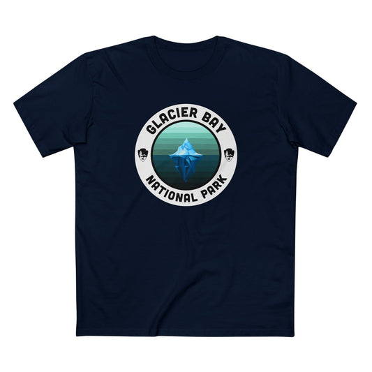 Glacier Bay National Park T-Shirt - Round Badge Design in Navy