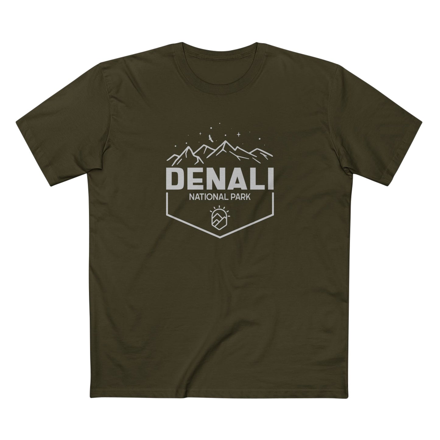 Denali National Park T-Shirt - Mountain Graphic in Army