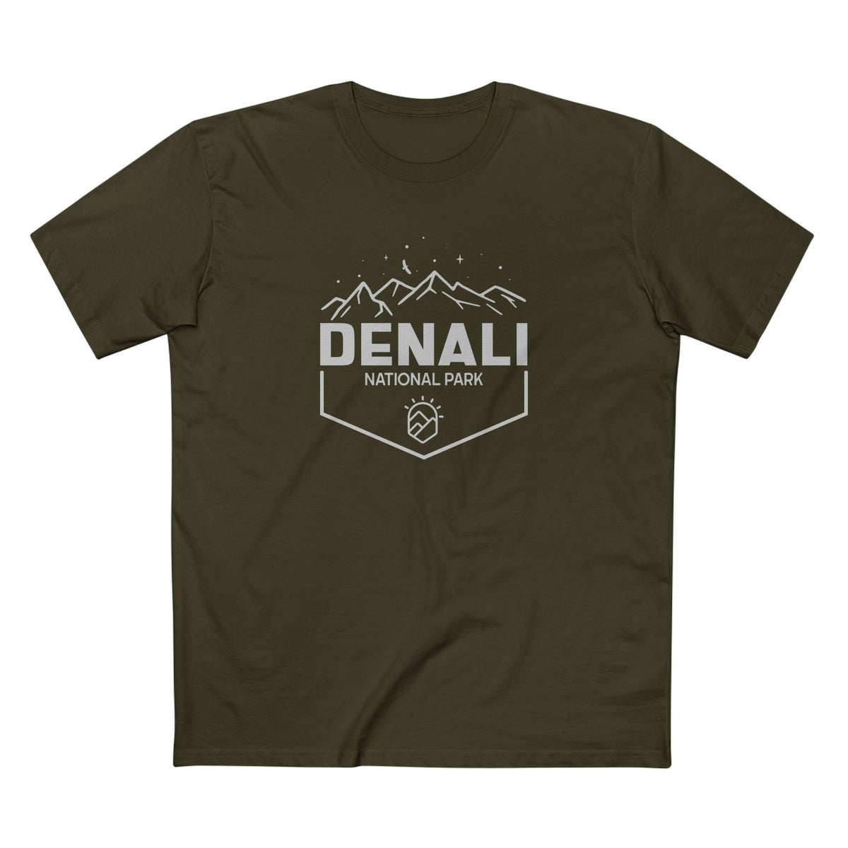Denali National Park T-Shirt - Mountain Graphic in Army