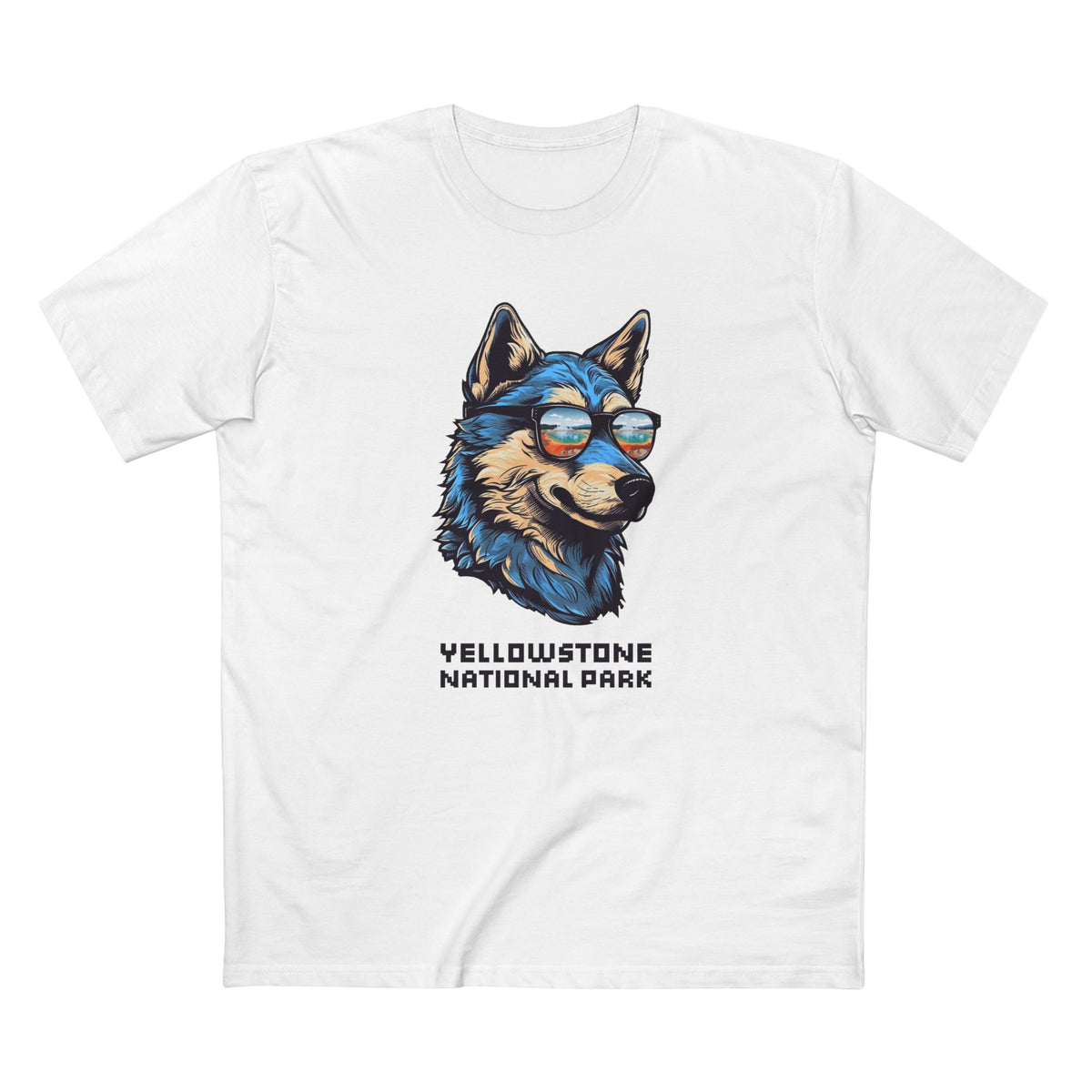 Yellowstone National Park T-Shirt - Smooth Wolf in White