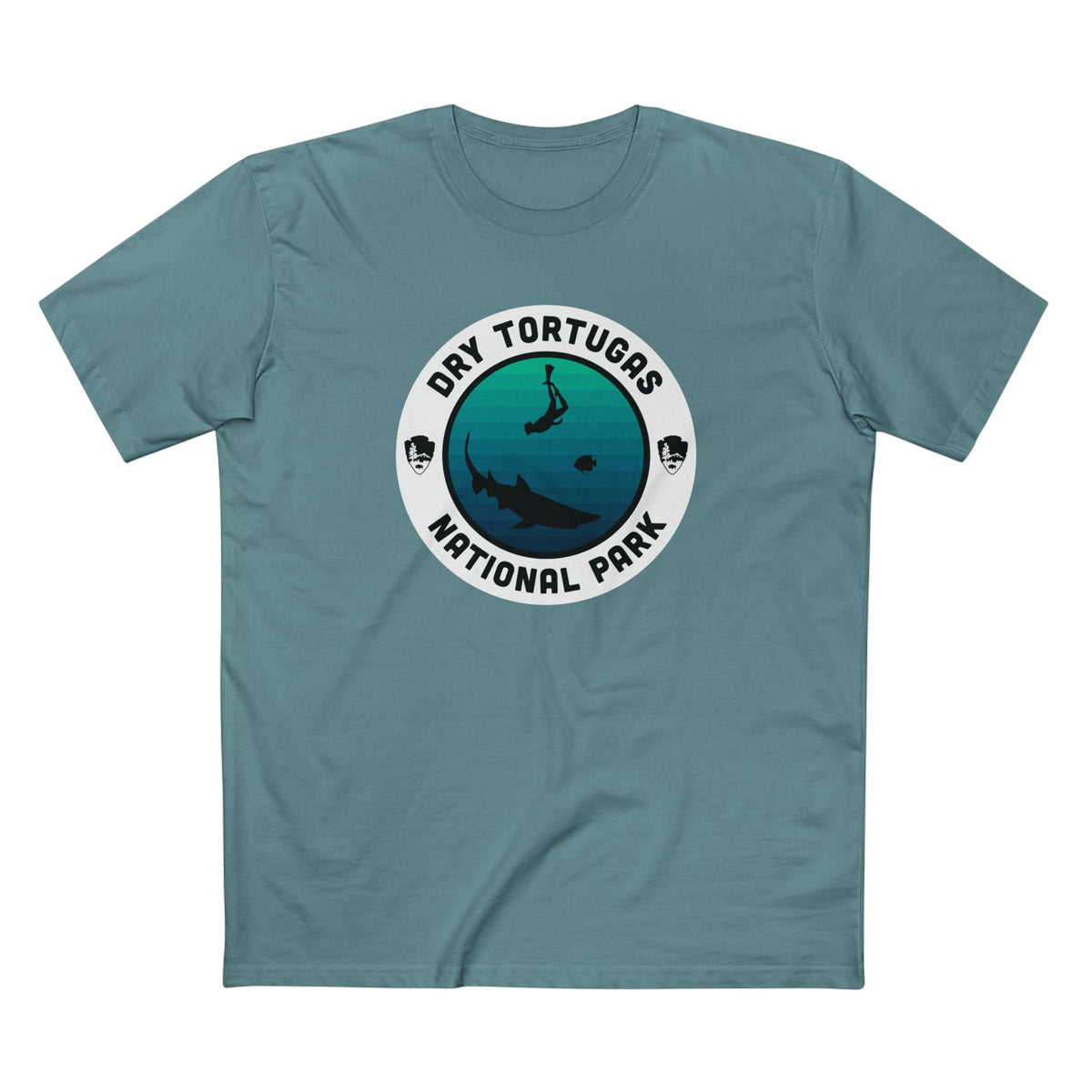 Dry Tortugas National Park T-Shirt - Round Badge Design in Slate Blue
