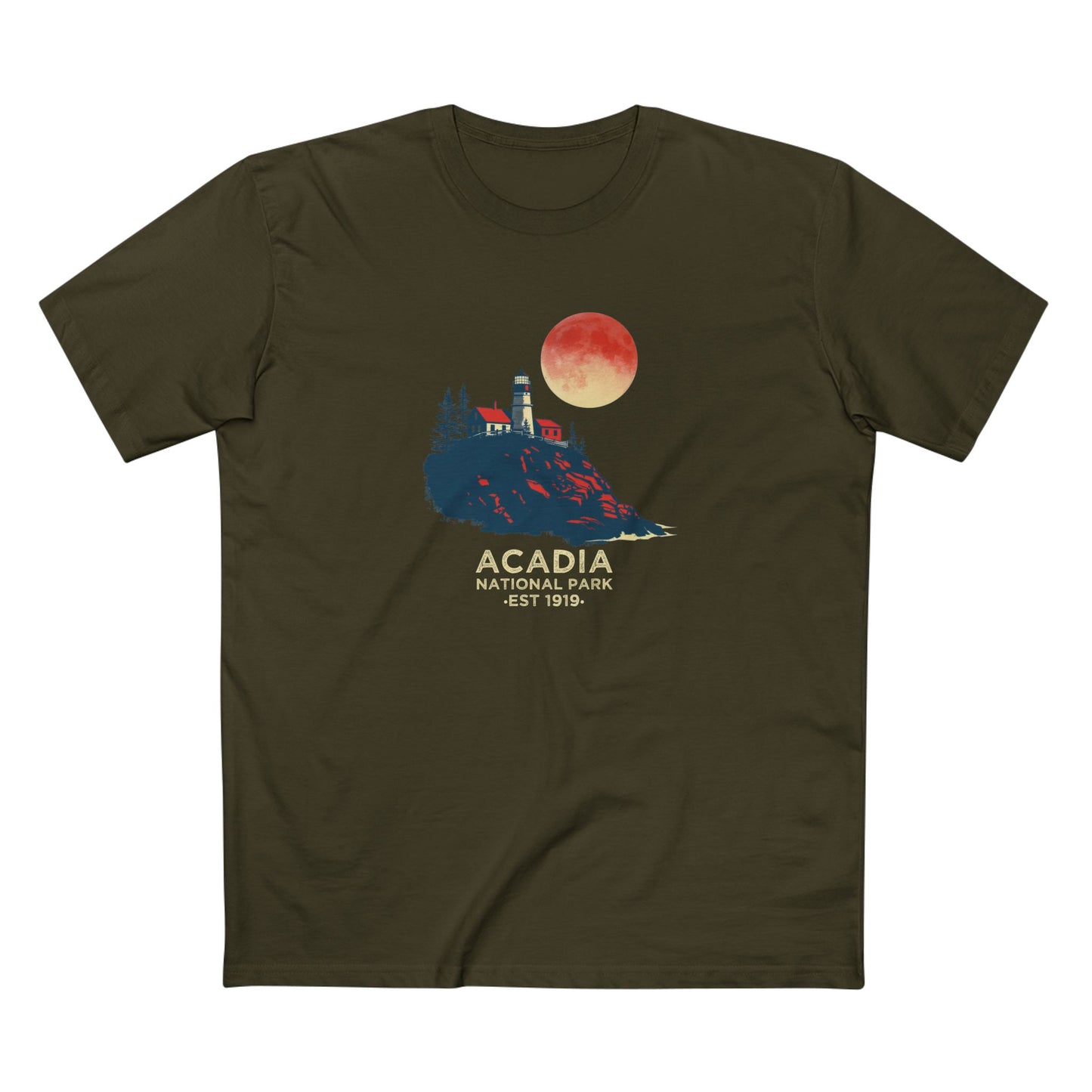 Acadia National Park T-Shirt - Lighthouse in Army