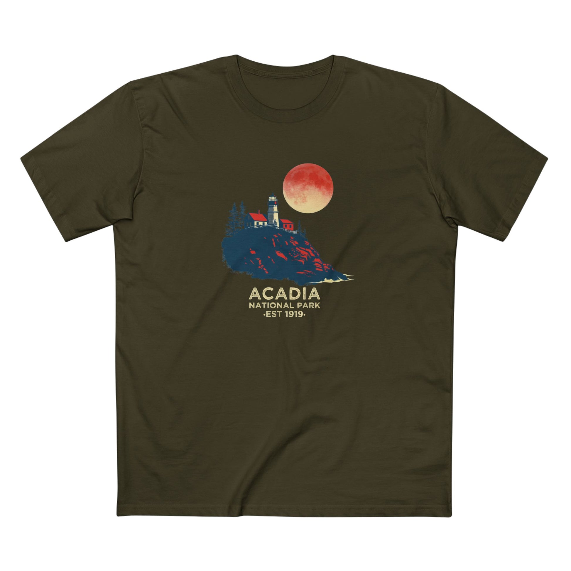 Acadia National Park T-Shirt - Lighthouse in Army